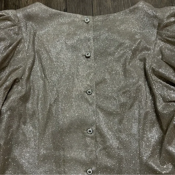 NWT Bloom Season Sparkly Long Puff Sleeve Button Back Christmas Top Holiday L - Picture 8 of 12